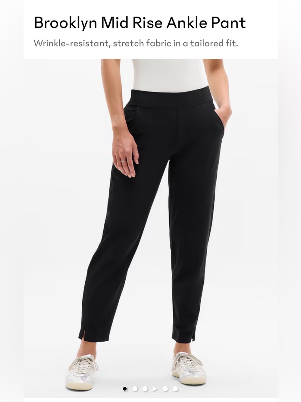 Athleta Women’s Brooklyn Mid-Rise Black Tailored Stretch Pants with Tapered Leg
